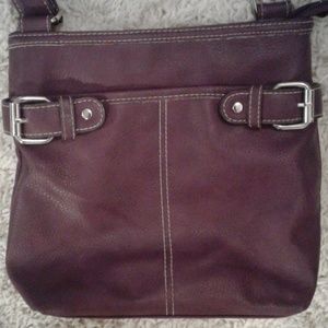 Avon Plum Colored Leather Crossbody Bag